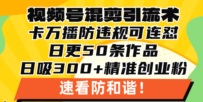 视频号混剪引流技术，500万播放引流17000创业粉，操作简单当天学会-热点1站 - 热点知汇专注网赚项目资源知识聚汇